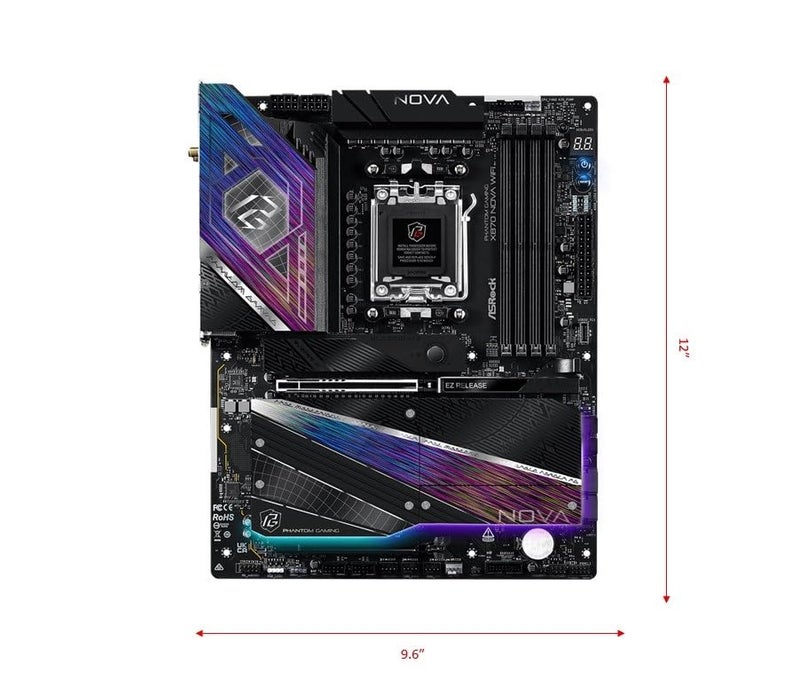 ASRock X870 Nova WiFi AM5 Flagship Motherboard | AMD Ryzen 9000/8000/7000 | DDR5 8400+ (OC) | Dual USB4 | PCIe 5.0 | WiFi 7 | 18+2+1 Power Phase | 5GbE LAN - Image 2