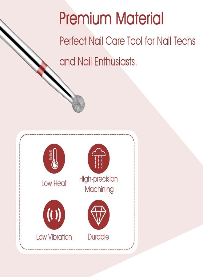 WLLHYF Nail Drill Bits, Ball Shape Nails Cleaner Professional Stainless Steel Cuticle Clean Nail Salon Supply Shape Remove Tools for Dead Skin Gel Nails Polishing - Image 3