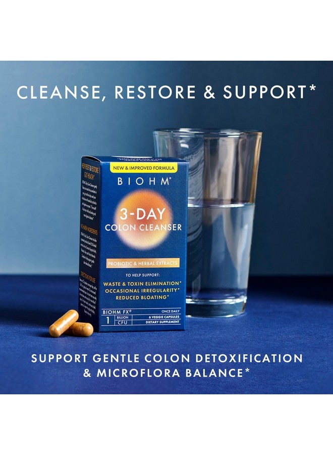 BIOHM Colon Cleanse Detox with Probiotics, 3 Day Quick Cleanse, 6 Capsules, Supports Constipation and Bloating Relief, 3 Servings, Gut Cleanse for Men and Women - Image 2
