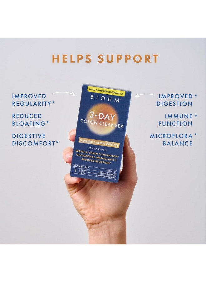 BIOHM Colon Cleanse Detox with Probiotics, 3 Day Quick Cleanse, 6 Capsules, Supports Constipation and Bloating Relief, 3 Servings, Gut Cleanse for Men and Women - Image 3