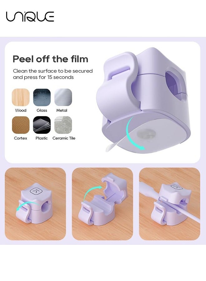 يونيك 3 حزمة مقاطع الكابلات المغناطيسية [كابل سلس قابل للتعديل] حامل الحبل ، منظم الحبل للمكتب - مشبك قابل للتعديل ، منظم الأسلاك ، حامل شاحن USB للهاتف ، منضدة سطح مكتب إدارة السيارة (أرجواني) - Image 3