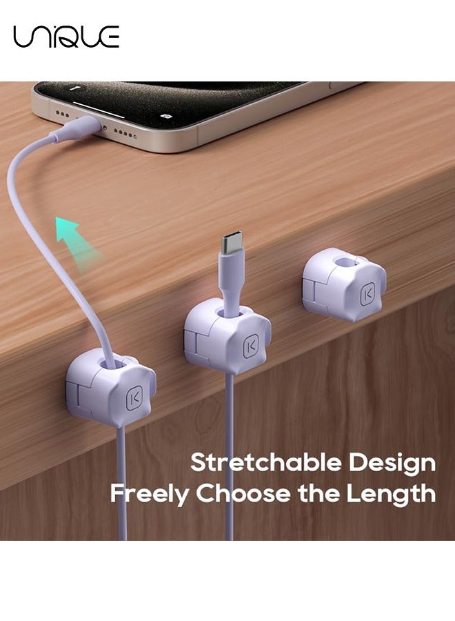 يونيك 3 حزمة مقاطع الكابلات المغناطيسية [كابل سلس قابل للتعديل] حامل الحبل ، منظم الحبل للمكتب - مشبك قابل للتعديل ، منظم الأسلاك ، حامل شاحن USB للهاتف ، منضدة سطح مكتب إدارة السيارة (أرجواني) - Image 4