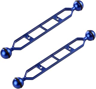 LetonPower Blue 9" Double Ball Aluminum Alloy Extension Arm, 1" Ball Head Connector Underwater Arm for Strobe/Video - Image 1