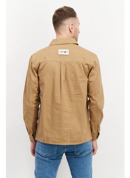 Esprit x Rest and Recreation Men Textured Long Sleeve Jacket Shirts, Tan  - Image 4