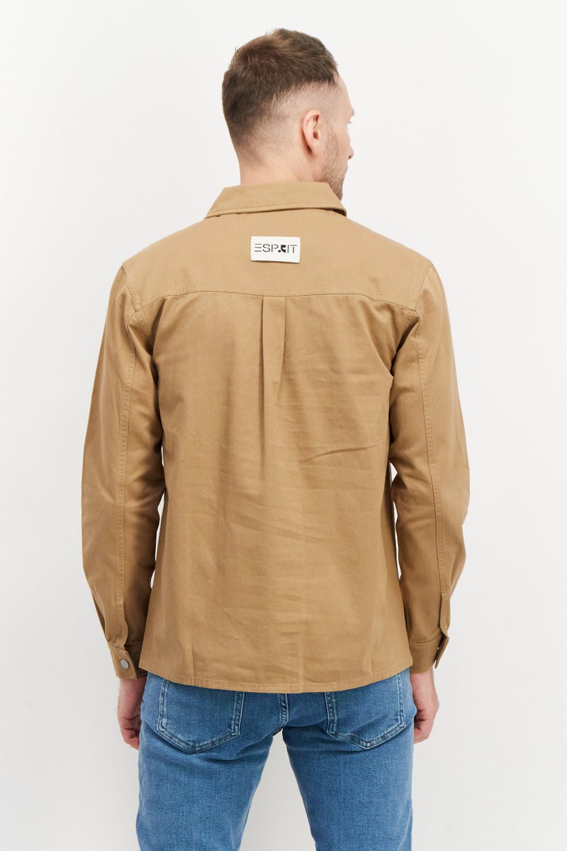 Esprit x Rest and Recreation Men Textured Long Sleeve Jacket Shirts, Tan - Image 4