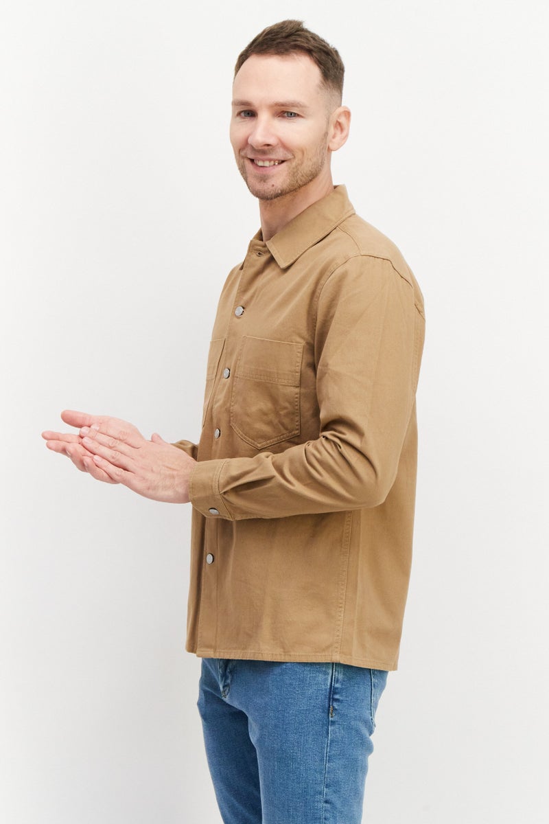 Esprit x Rest and Recreation Men Textured Long Sleeve Jacket Shirts, Tan - Image 2