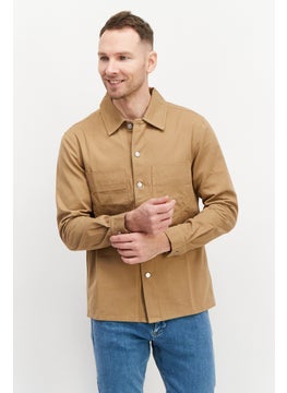 Esprit x Rest and Recreation Men Textured Long Sleeve Jacket Shirts, Tan  - Image 1