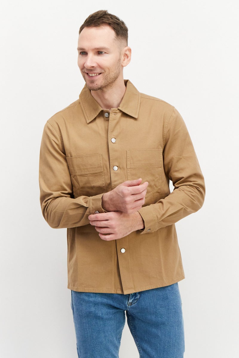 Esprit x Rest and Recreation Men Textured Long Sleeve Jacket Shirts, Tan - Image 1