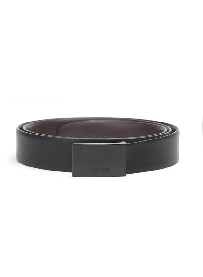 Cross Lugo Duo 30Mm Satin (Reversible) Black Color Leather Belt For Men - Image 1
