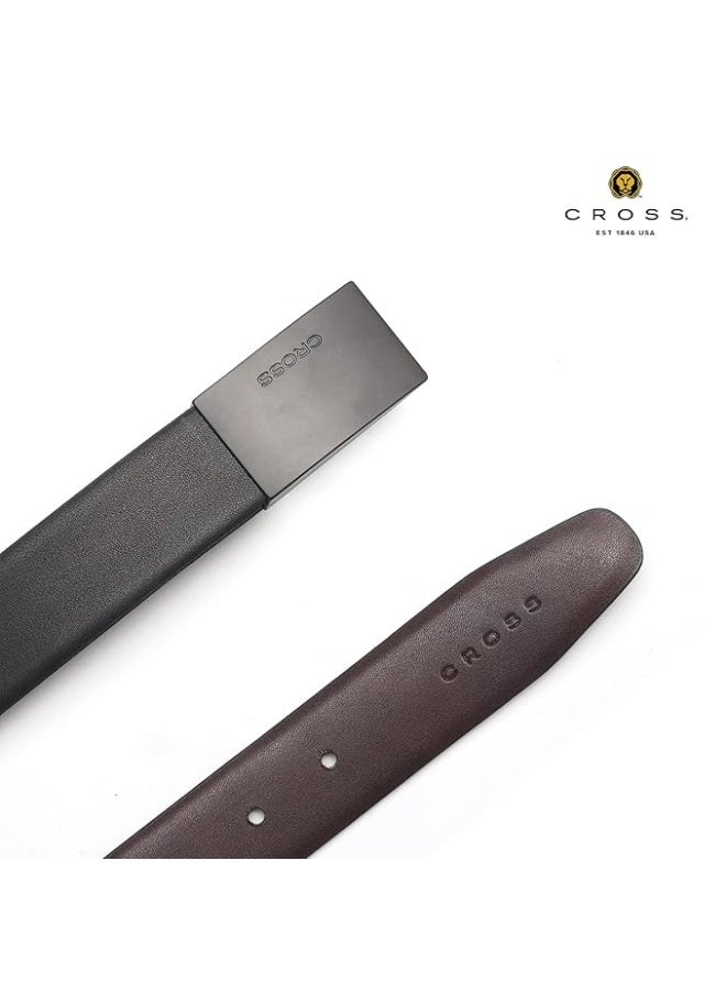 Cross Lugo Duo 30Mm Satin (Reversible) Black Color Leather Belt For Men - Image 3