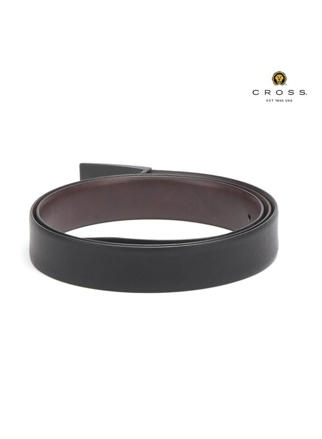Cross Lugo Duo 30Mm Satin (Reversible) Black Color Leather Belt For Men - Image 2