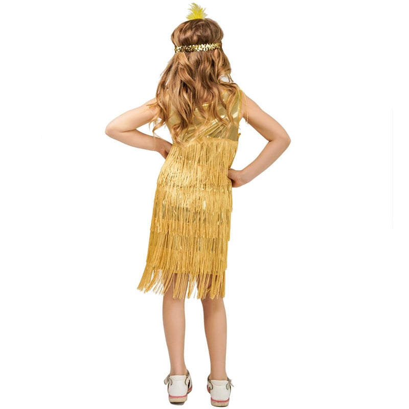 DSplay Kids Girl's Fashion Flapper Satin Dress Costume (S, Gold)â€¦ - Image 2
