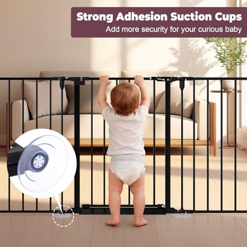 Cideny 127.5" Extra Wide Baby Gate for Fireplace Christmas Tree, Configurable 5 Metal Panels Baby Fence, Child Gate for Wide Openings with Anti-Trip Pedal, Long Kid Gate for Dog Pet, 28'' Tall Black - Image 5