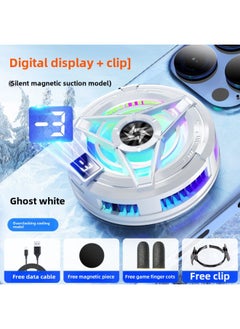 SL16 Semiconductor Mobile Phone Radiator Icing Refrigeration Back Clip Mobile Phone Cooling Artifact Game E-sports Live Universal-Color:Sl-17 Digital Display Model [temperature Visible] With Clip White