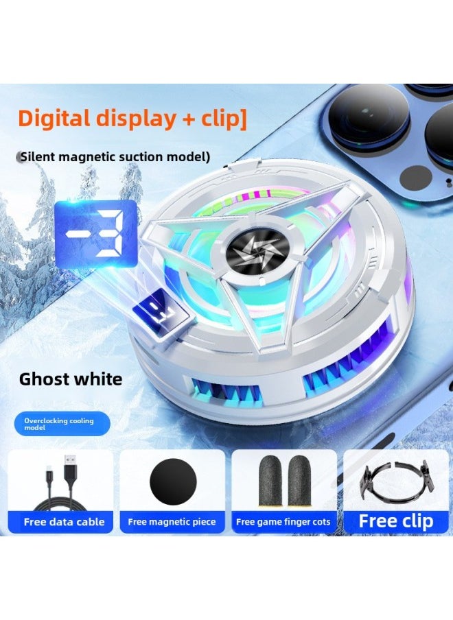 Generic - SL16 Semiconductor Mobile Phone Radiator Icing Refrigeration Back Clip Mobile Phone Cooling Artifact Game E-sports Live Universal-Color:Sl-17 Digital Display Model [temperature Visible] With Clip White - Image 1