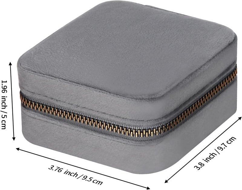 LETURE PU Leather Small Jewelry Box, Travel Portable Jewelry Case for Ring, Pendant, Earring, Necklace, Bracelet Organizer Storage Holder Boxes (Grey Velet) - Image 2