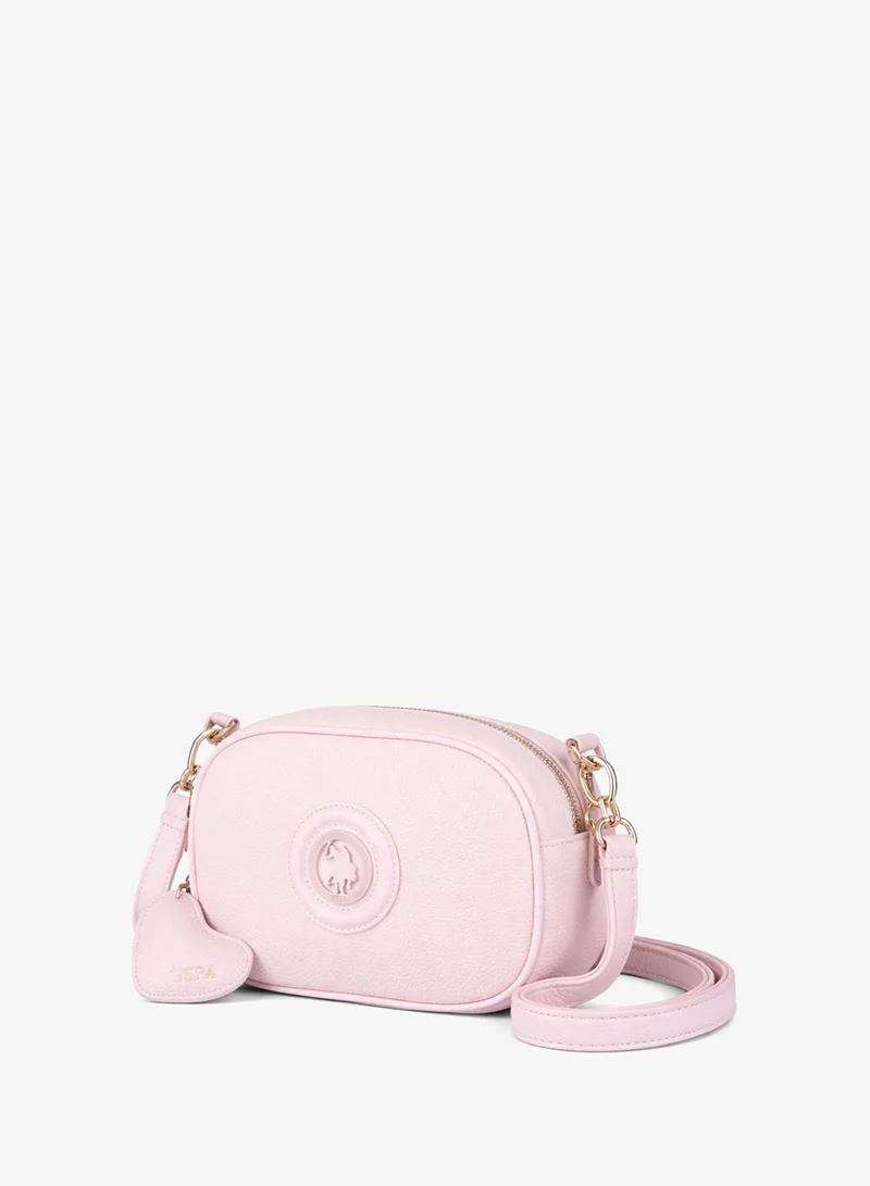 U.S. Polo Assn. Women's Crossbody Bag, Ladies Shoulder Bag Handbag for Ladies Travel Bag for Girls Powder