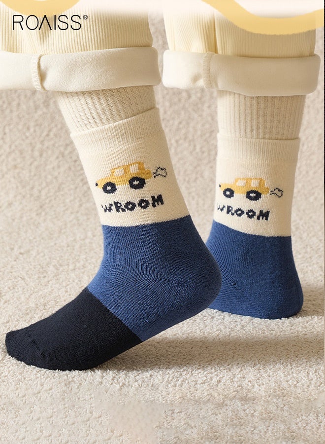 roaiss 5 Pairs Boys Mid-Calf Socks, Comfortable Sports Socks Set, Kids Crew Socks with Adorable Patterns, Cartoon Middle Tube Socks for Boys, Suitable for All Seasons - Image 3