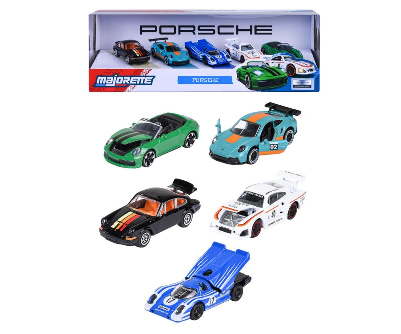 Majorette Porsche Die-Cast Toy Car Gift Set Pack of 5 – Official Licensed Mini Vehicles for Kids & Collectors - Image 1