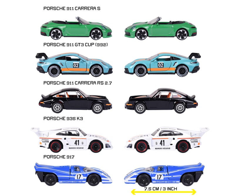 Majorette Porsche Die-Cast Toy Car Gift Set Pack of 5 – Official Licensed Mini Vehicles for Kids & Collectors - Image 3