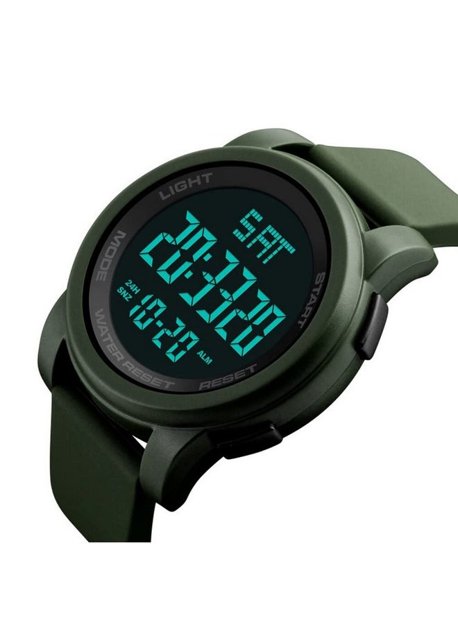 Shocknshop Shocknshop Rubber Led Digital Sports Multi Functional Black Dial Watch For Men Boys -W1257 (Green), Green Band  - Image 2