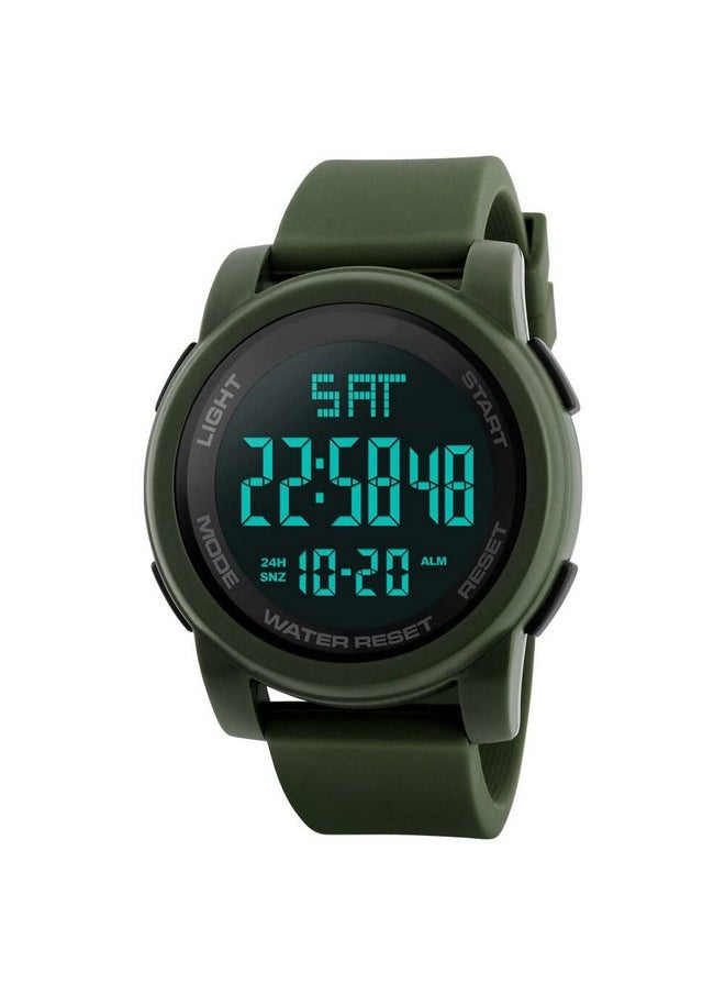 Shocknshop Shocknshop Rubber Led Digital Sports Multi Functional Black Dial Watch For Men Boys -W1257 (Green), Green Band  - Image 1