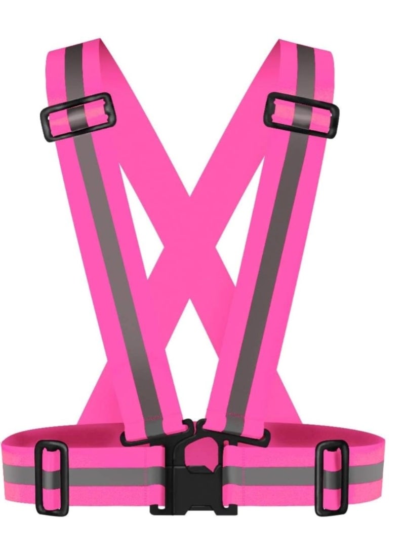 Generic High-Visibility Reflective Safety Belt & Jacket Set Pink  - Image 1