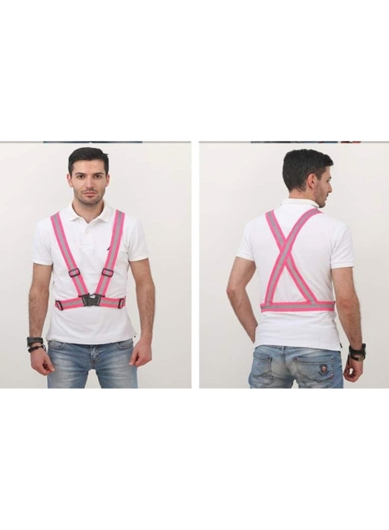 Generic High-Visibility Reflective Safety Belt & Jacket Set Pink  - Image 3