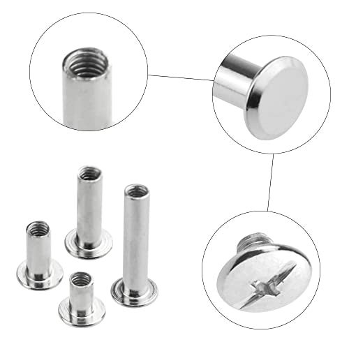 BGTXINGI XINGYHENG 220Pcs(110 Set) M5 7 Species Flat Head Rivet Hollow Binding Screws T-Shape Round Docking Rivet Assortment Kit for Scrapbook Album Binding and Leather Repair - Image 5