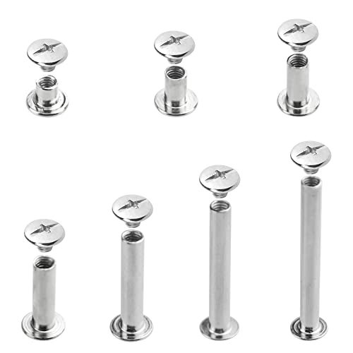 BGTXINGI XINGYHENG 220Pcs(110 Set) M5 7 Species Flat Head Rivet Hollow Binding Screws T-Shape Round Docking Rivet Assortment Kit for Scrapbook Album Binding and Leather Repair - Image 3
