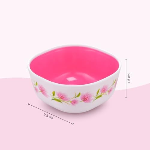 Nayasa Microfresh Square Bowl Set of 6 | 200 ML Each | BPA Free Serving Bowl | Durable and Food Safe Bowls | Multipurpose Serving Dish | Sleek Serving Bowl | Pink - Image 3
