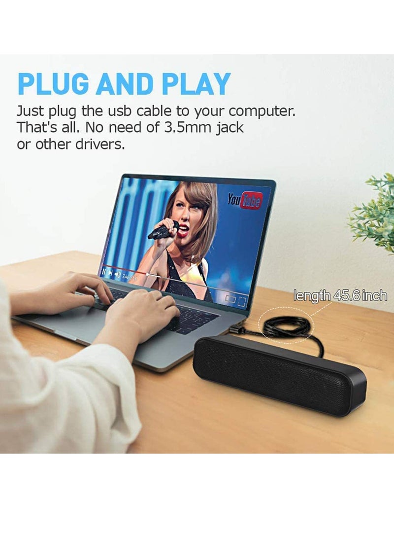 Excefore Computer Speaker, USB Powered Speaker, Portable Computer Sound Bar, Bar-Plug and Play, Compatible with Various Devices System  - Image 3