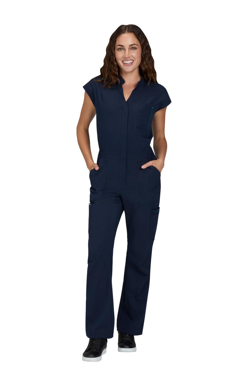 KOI Solis x Anja Women's 9-Pocket Jumpsuit Navy Medium - Image 1