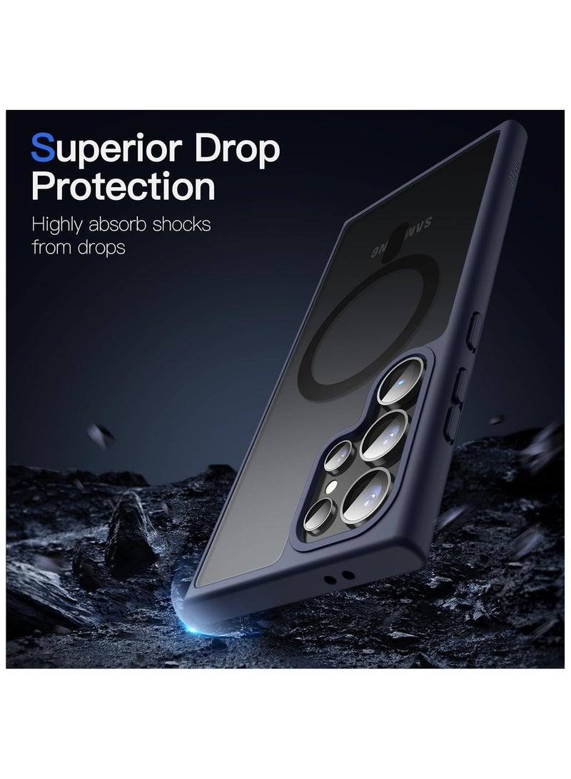 ACLIX Magnetic Case for Samsung Galaxy S22 Ultra [Shockproof & Slim] Matte Hard Back Cover with High-Grade Protection | Dark Blue - Image 3