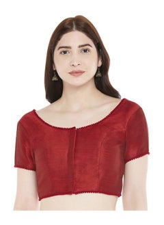 Studio Shringaar Studio Shringaar Women's Readymade Polyester Padded Saree Blouse with Short Sleeves.(Maroon, 38)  - Image 1