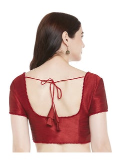 Studio Shringaar Studio Shringaar Women's Readymade Polyester Padded Saree Blouse with Short Sleeves.(Maroon, 38)  - Image 3