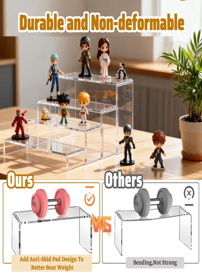 StyEdEk 16 Pcs Acrylic Risers 4 Sizes(7" L~9" L) Riser Display Shelf Cupcake Stand Display Cabinet Clear Rectangular Display Stands Set - Image 3