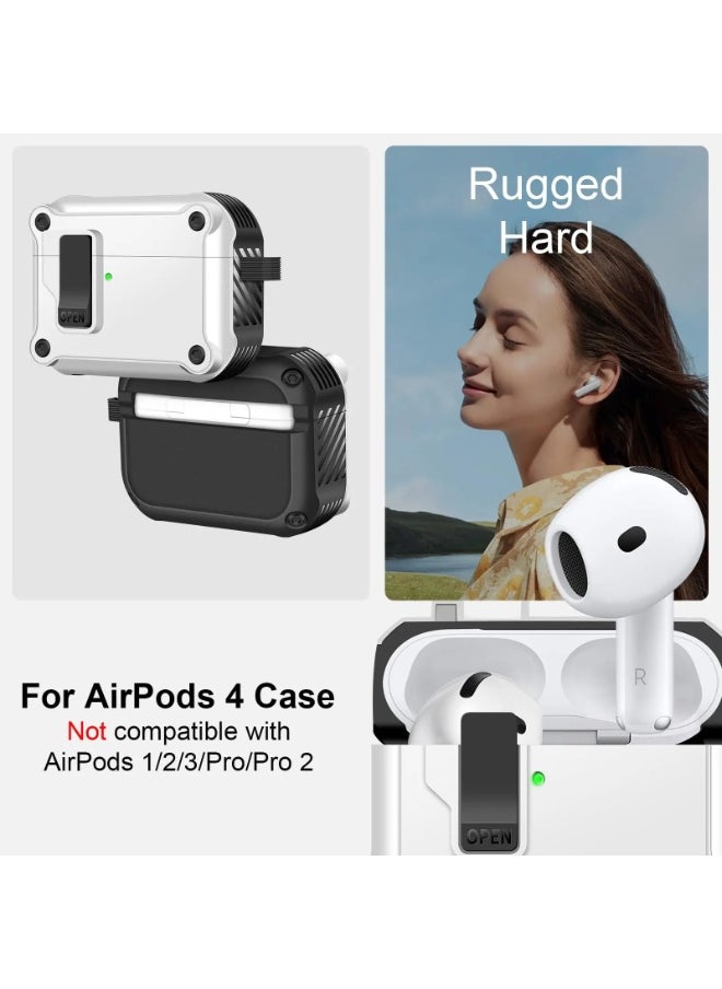 For AirPods 4 Case with Secure Lock Cover with Keychain Shockproof Protective Cover Multifunctional magnetic bracket, anti-fall