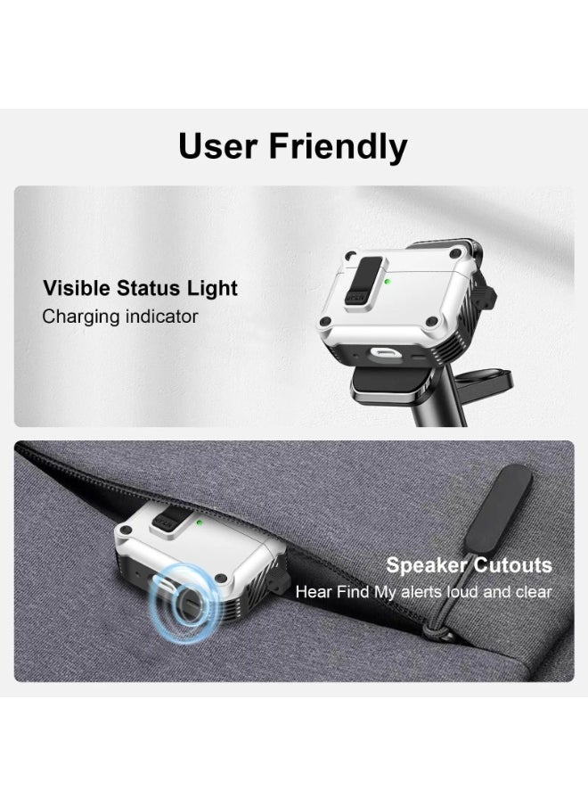 For AirPods 4 Case with Secure Lock Cover with Keychain Shockproof Protective Cover Multifunctional magnetic bracket, anti-fall