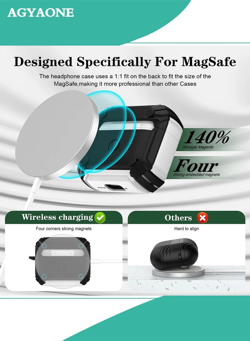 AGYAONE For AirPods 4 Case with Secure Lock Cover with Keychain Shockproof Protective Cover Multifunctional magnetic bracket, anti-fall  - Image 3