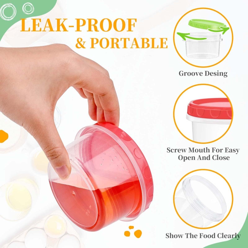 TOFLEN Reusable Small Freezer Containers 8 Oz Plastic Food Storage Containers with Screw On Lids, Leakproof & Airtight, Freezer Safe, Dishwasher Safe, Set of 6 Multicolor - Image 3