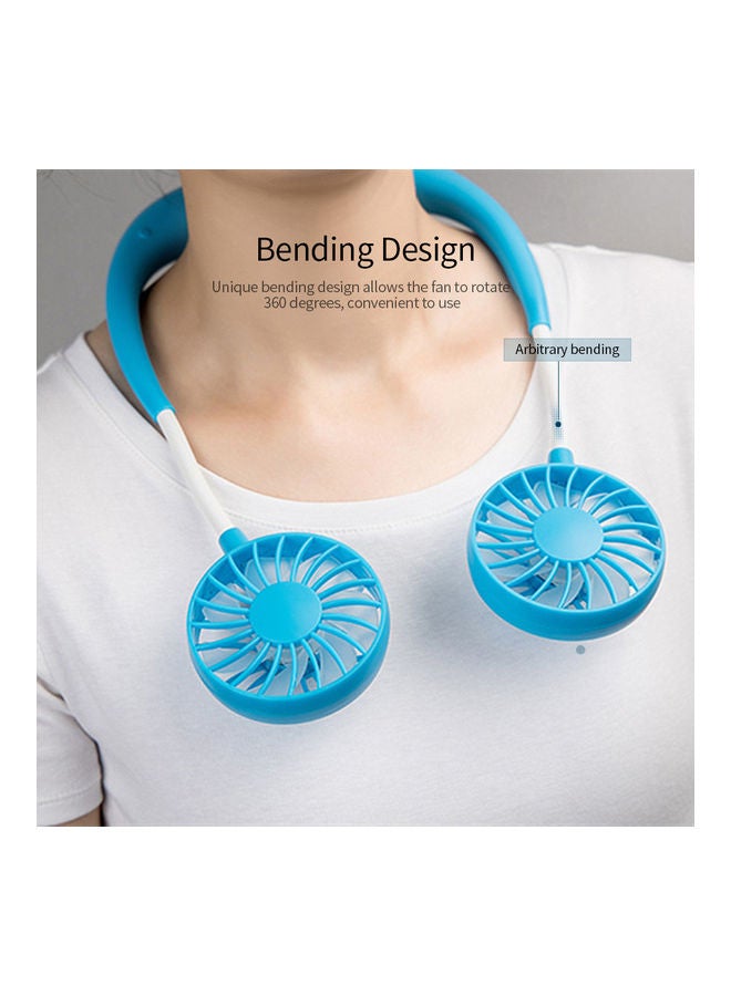 Loquat Portable Hanging Neck Mini Portable USB Rechargeable Fan Blue  - Image 5