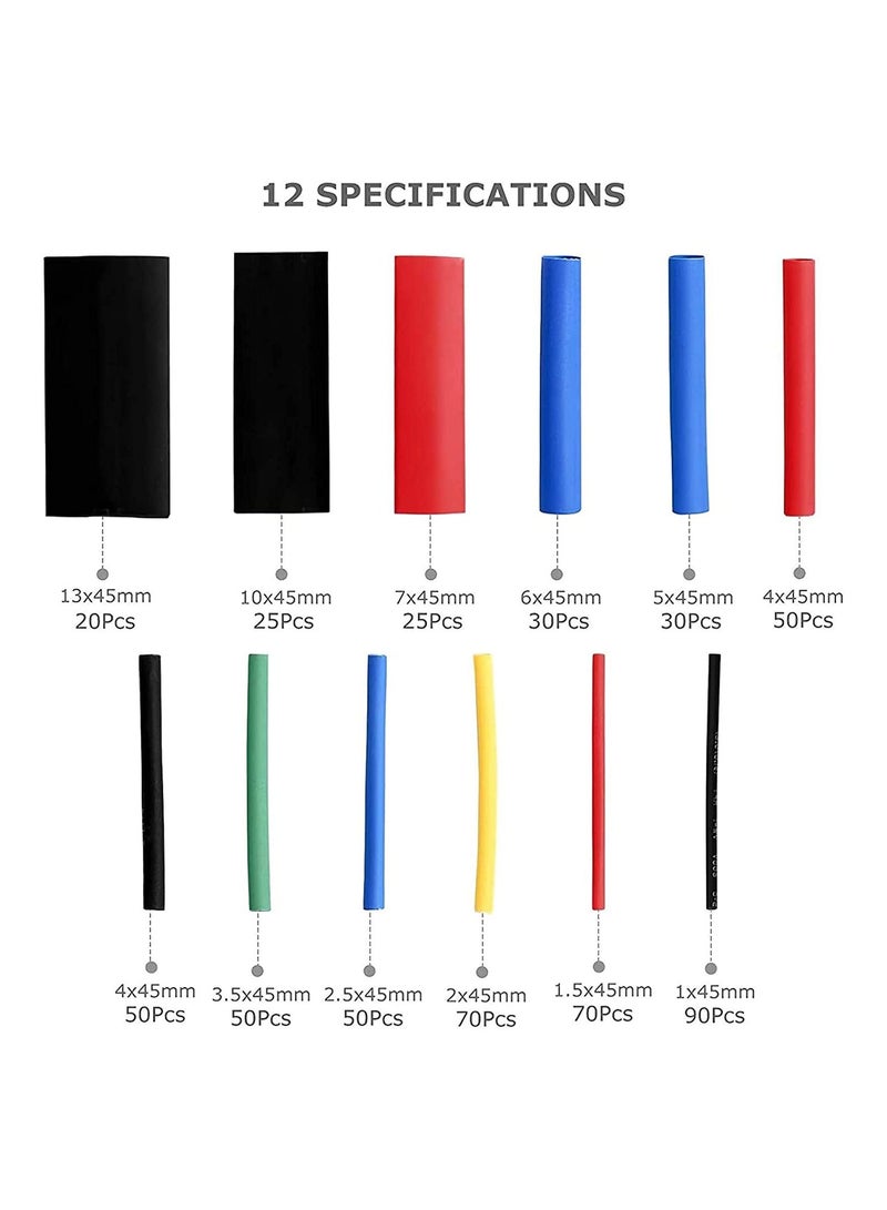 560 Pieces Heat Shrink Tubing, Electric Insulation Wrap Cable Sleeve, Insulated Sleeving Tubes, Ratio 2: 1, 5 Colors, 12 Sizes  - Image 3