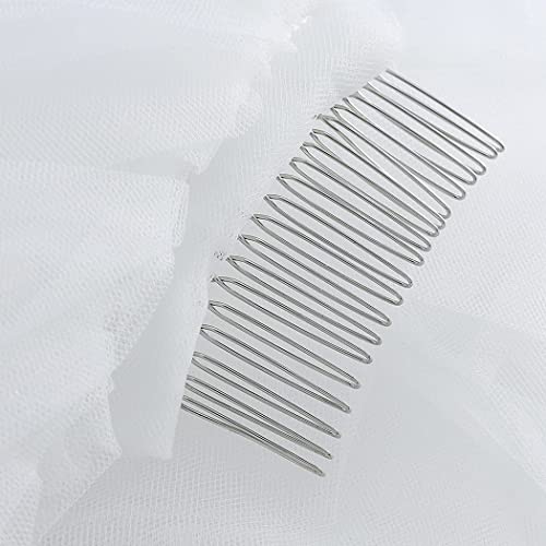 Bmirth 1 Layer Bridal Wedding Veil Cathedral Long Length Lace Bride Tulle Hair Accessories With Comb for women Floral 118" Veil Headpeice (Ivory-2) - Image 4
