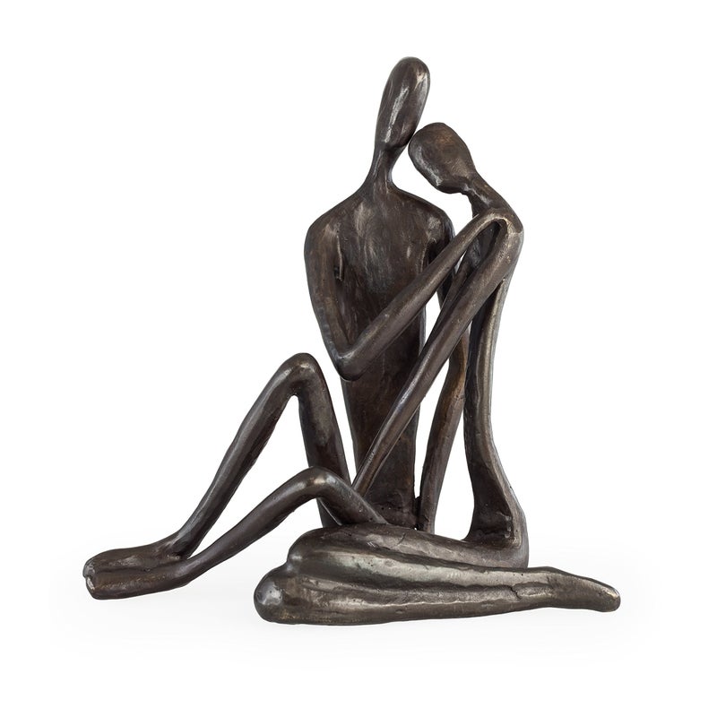 Danya B Danya B. Couple Embracing Sand-Cast Iron Handcrafted Sculpture Large  Contemporary Metal Art Shelf D?cor  Unique Gift for Wedding  Anniversary  Valentine's Day or Birthday  - Image 1