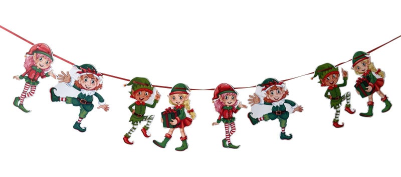 RSAAUD® Christmas Boys & Girls Paper Banner Christmas Party Banner for Christmas Holiday Party Decorations, Xmas Mantel Fireplace Office Indoor Outdoor Home Decor (Red- Green) - Image 2