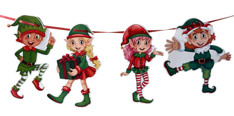 RSAAUD® Christmas Boys & Girls Paper Banner Christmas Party Banner for Christmas Holiday Party Decorations, Xmas Mantel Fireplace Office Indoor Outdoor Home Decor (Red- Green) - Image 1