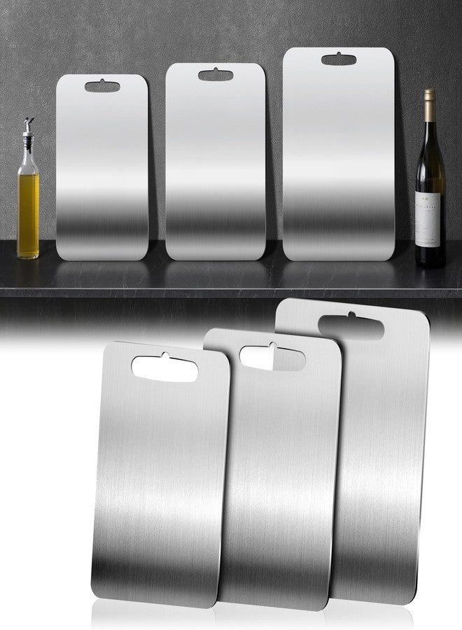 URMONA 3 PCS 304 Stainless Steel Cutting Board For Kitchen, Meat Cutting Board, Edge Smoothing, Food Grade Stainless Steel, Easy To Clean, Kitchen Tool(L+XL+2XL) - Image 1
