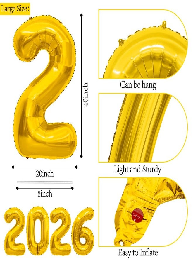 Libemskix 2026 Balloons, 40 Inch 2026 Number Balloons Gold 2026 Balloon Large Foil New Year Balloon Numbers 2026 Mylar Baloons for Birthday Christmas Graduation New Years Eve Party Supplies Decorations - Image 3