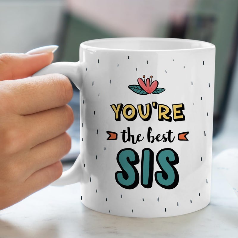Oye Happy Bro and Sis Rakhi Combo Gift Set for Rakshabandhan Coffee Mugs and Roli Chawal with Funny Quotes Ceramic Microwave Safe 330ml - Image 2